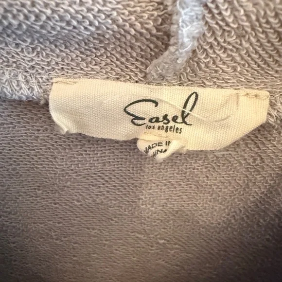 easel Light Beige Knit Hoodie with Drawstring - Picture 3 of 5